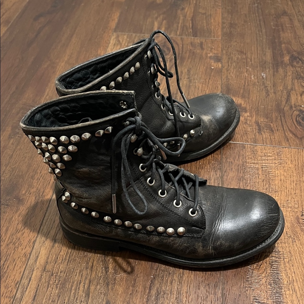 Ash Black Studded Combat Boots